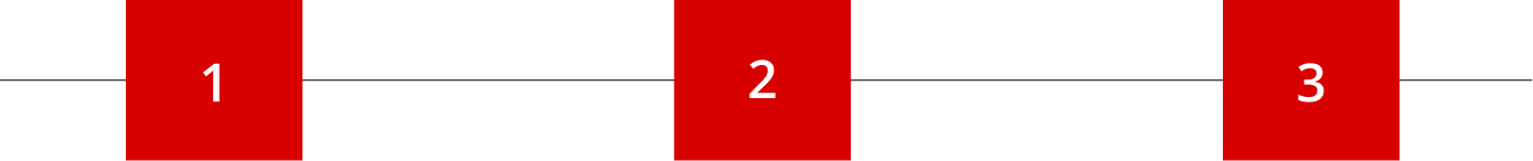 3 red squares that are numbered to represent steps